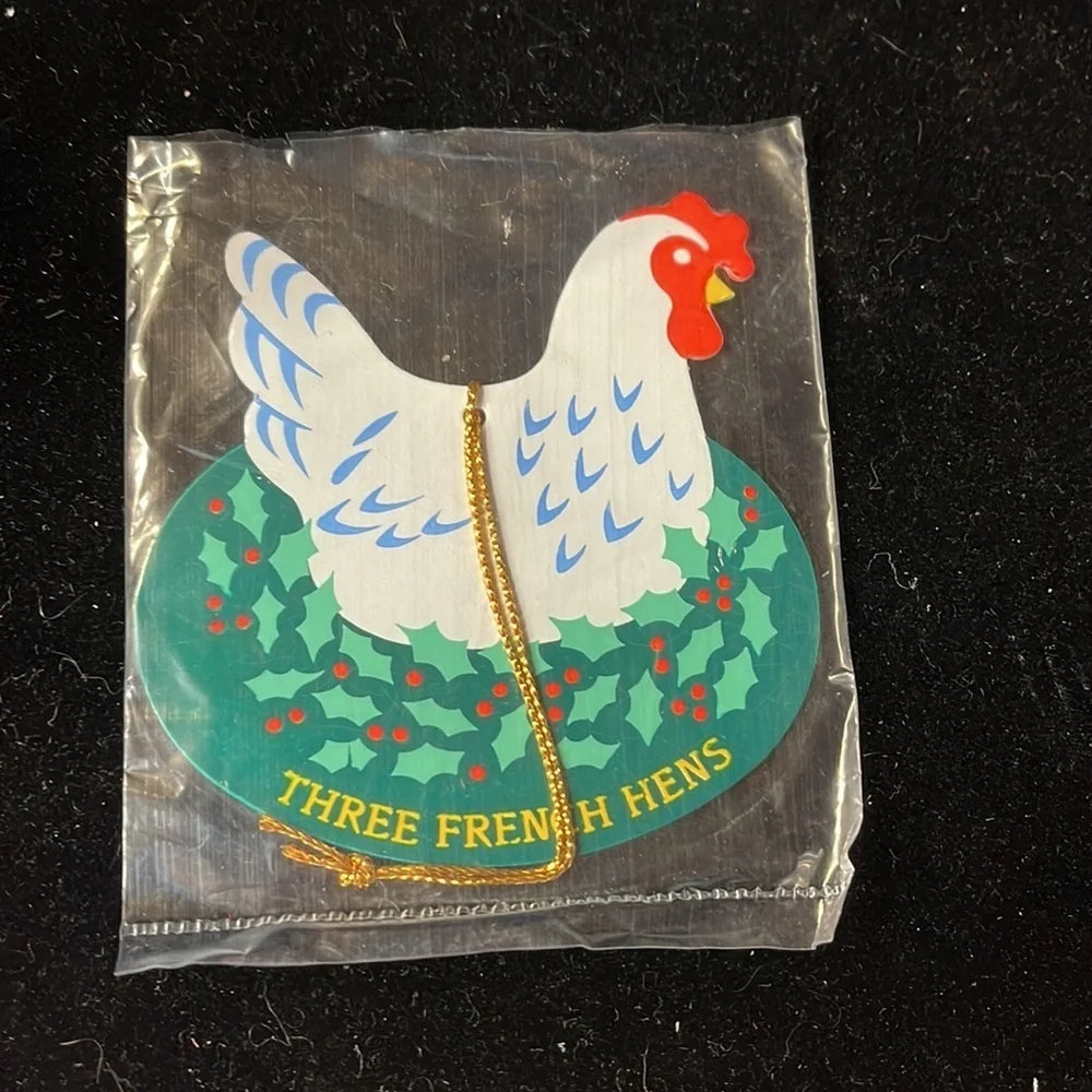 Avon Vintage”The Twelve Days of Christmas Ornaments- Three French Hens” Metal